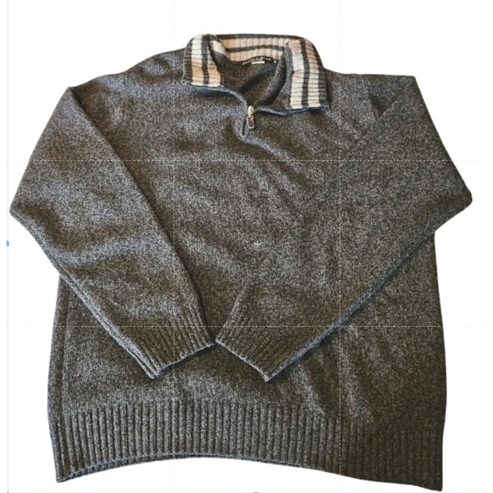 Daniele Blasi Men's Gray Wool Quarter-Zip Sweater XL Pull-Over Made in Italy - Picture 6 of 6